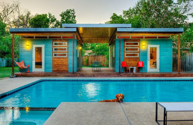 Prefab Pool House with Bathroom