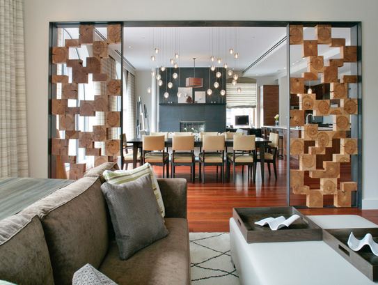 Wooden Partition Designs Between Living Dining